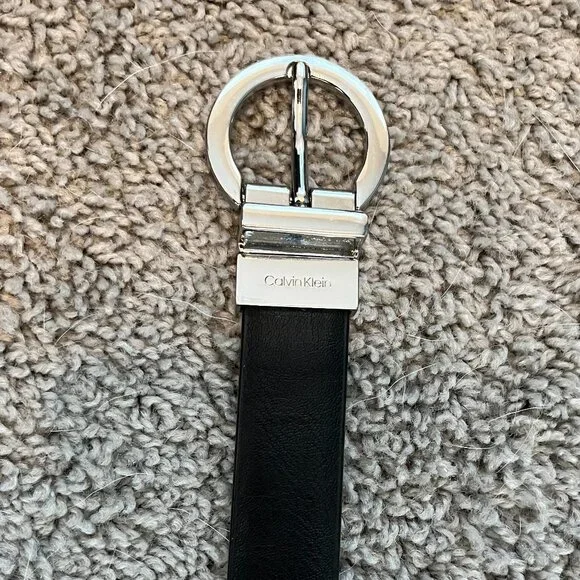 Calvin Klein Black Belt – Silver Logo Buckle - Picture 2 of 2